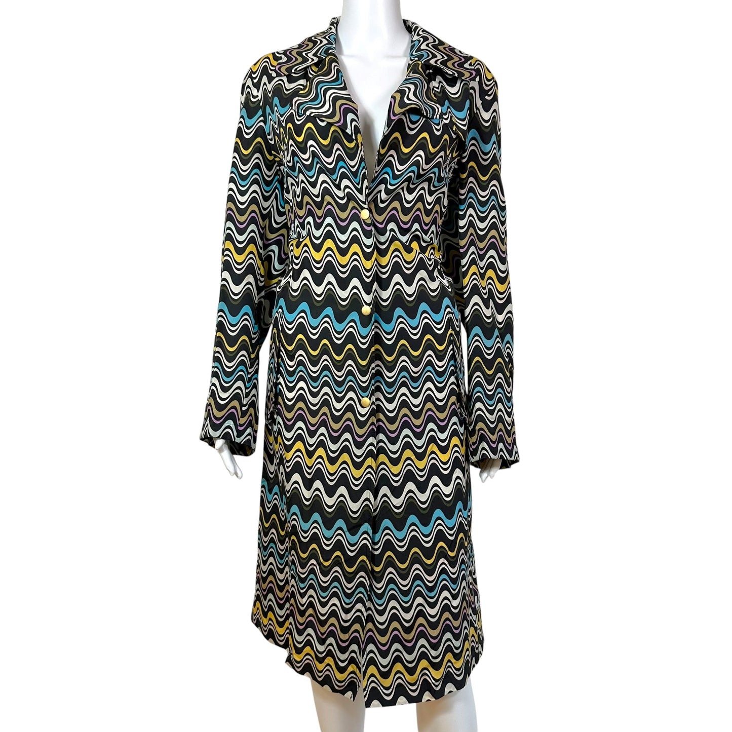 Missoni M Multicolor Chevron Print Nylon Longline Jacket