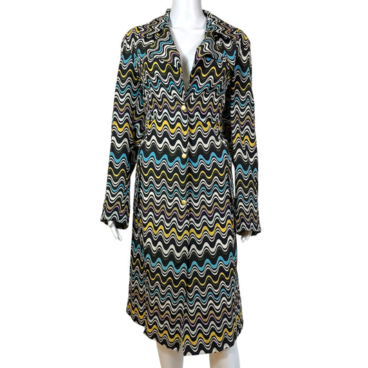 Missoni M Multicolor Chevron Print Nylon Longline Jacket