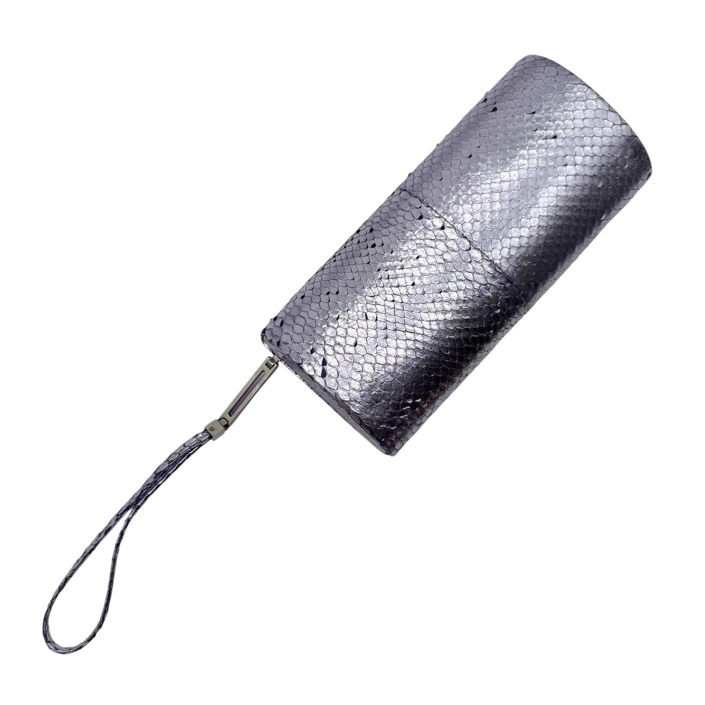 Yves Saint Laurent Rive Gauche Metallic Purple Python Clutch Bag