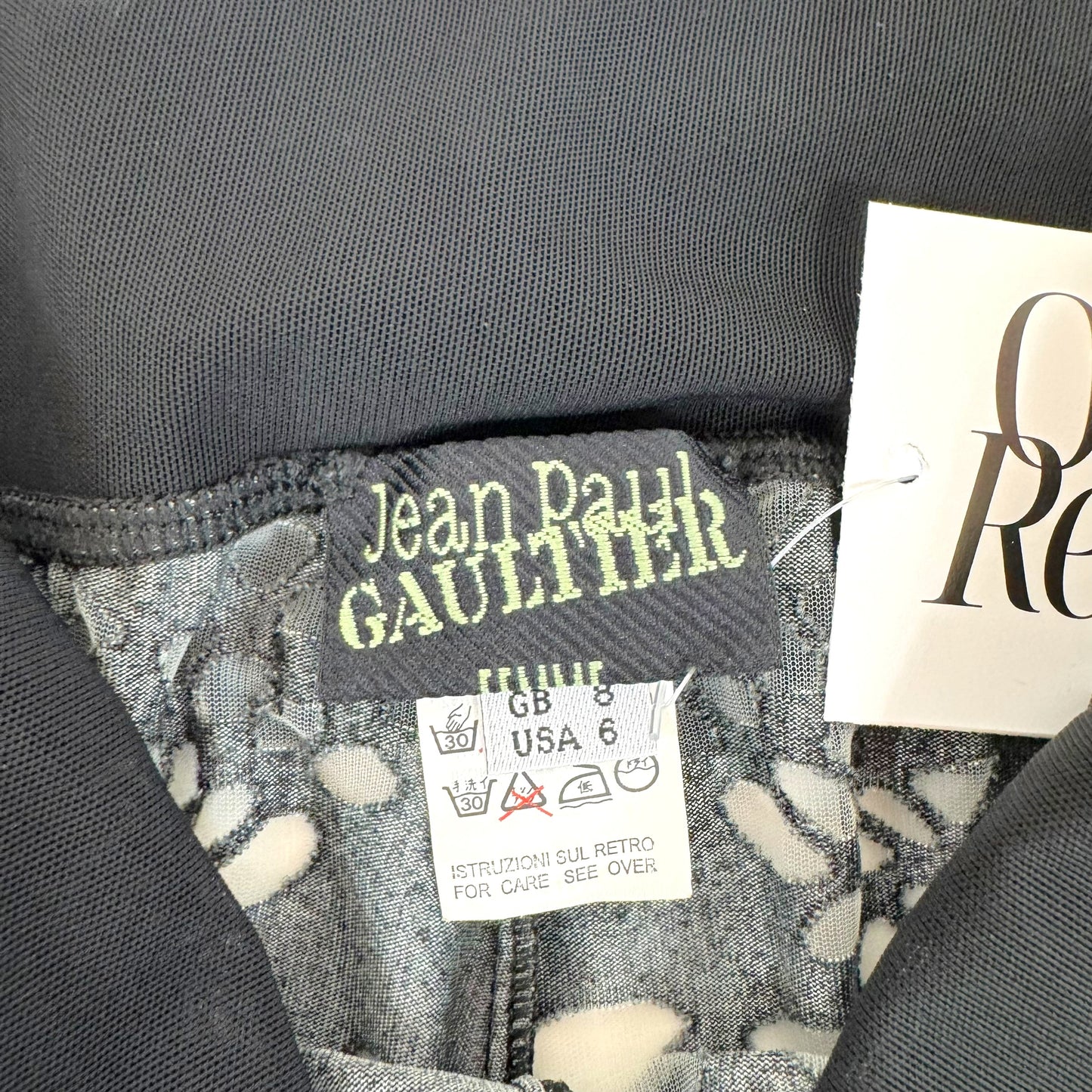 Jean Paul Gaultier Black & Transparent Sheer Mesh Fold-Over Wide Leg Pants