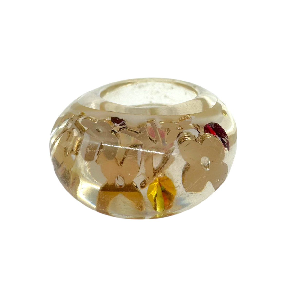 Louis Vuitton Clear Gold Inclusion Bubble Logo Ring