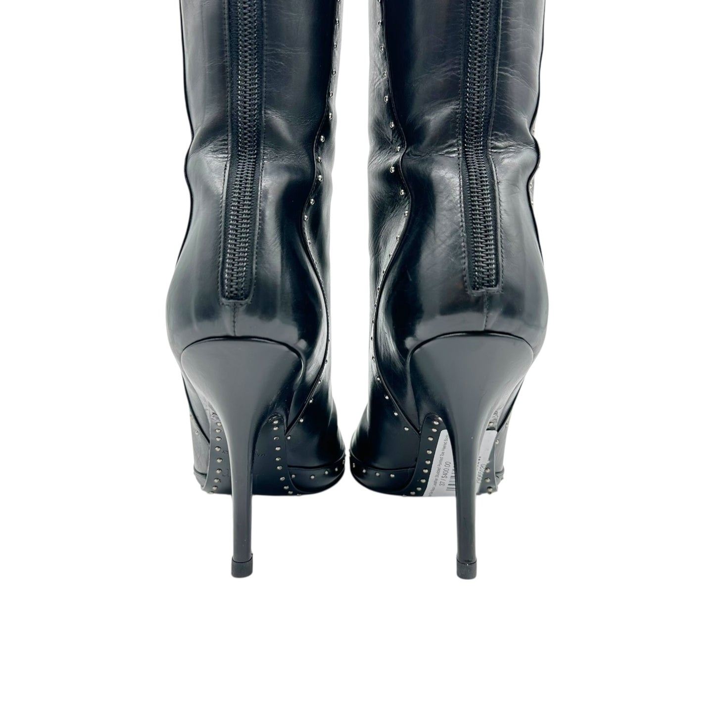 Christian Dior Black Leather Studded Pointed Toe Heeled Boots