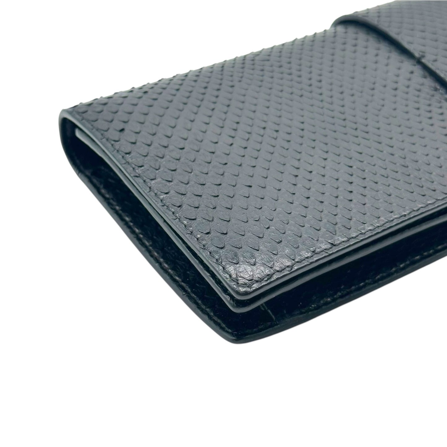 Roberto Cavalli Black Python East-West Padlock Clutch Bag