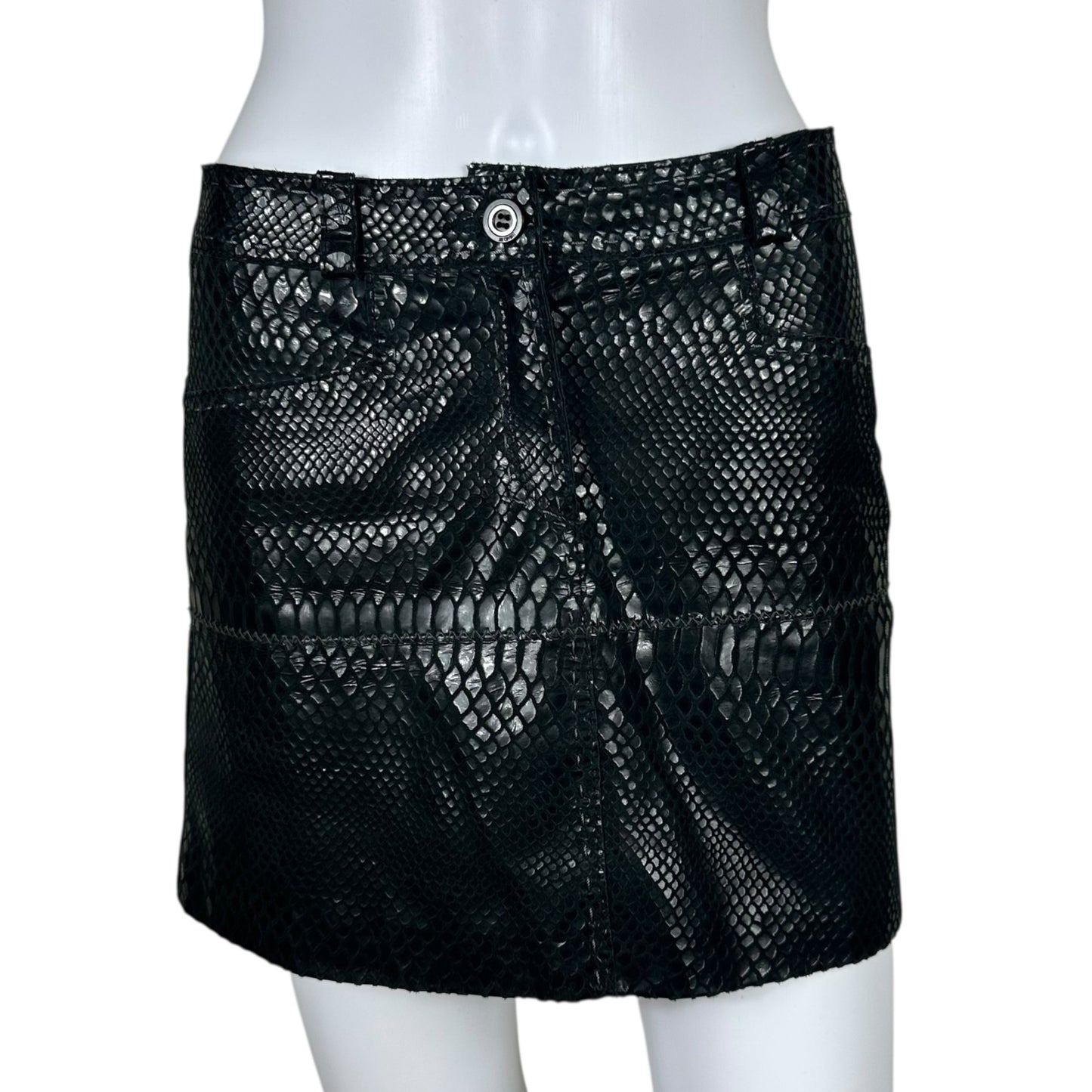 Just Cavalli Roberto Cavalli Faux Sankeskin Black Mini Skirt - Outfit Repeater