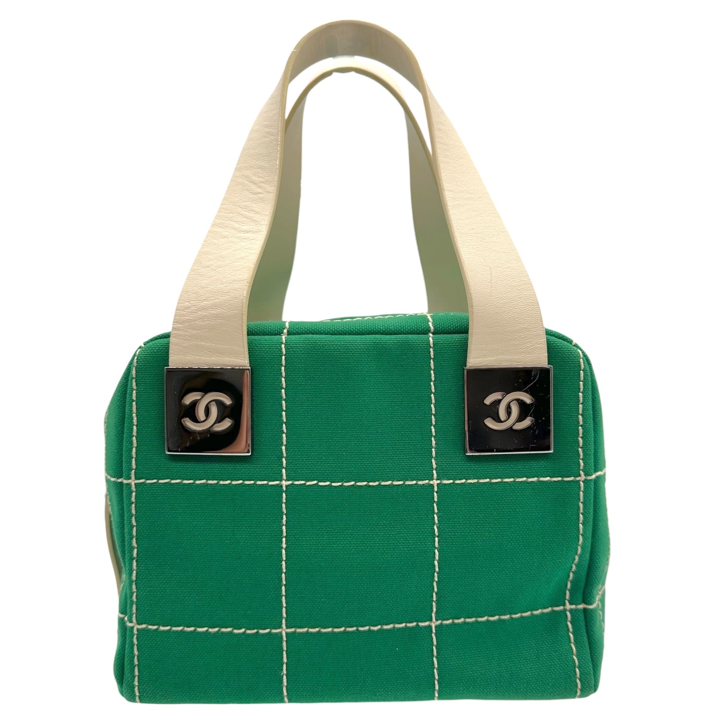 Chanel Green Canvas Quilted Handbag