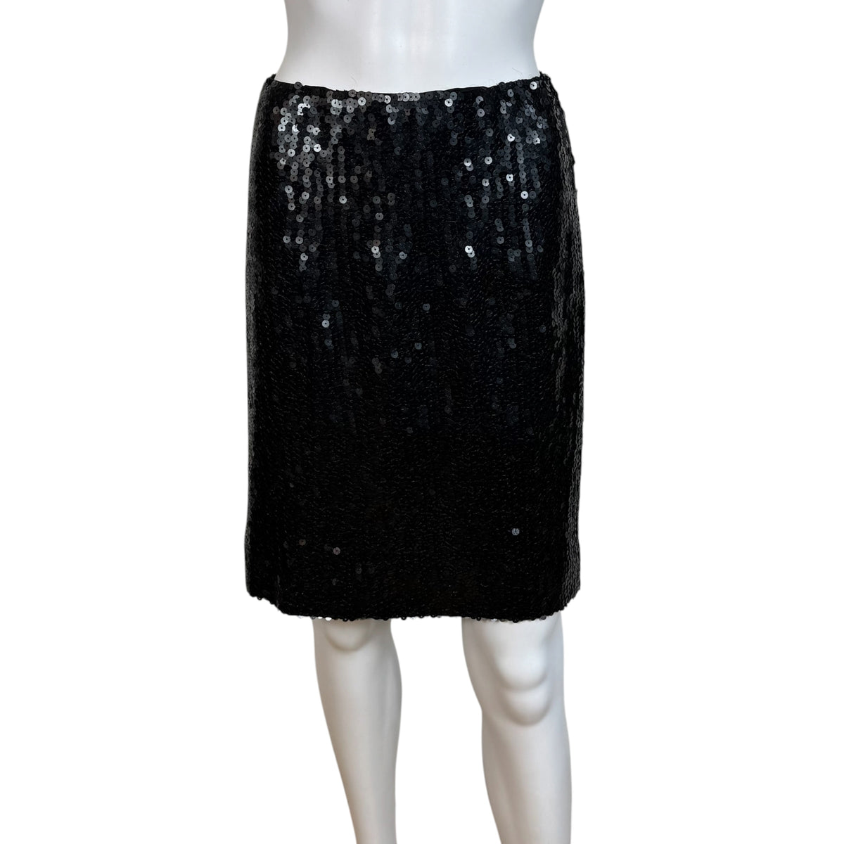 Chanel Black Sequin Embellished Silk Midi Skirt