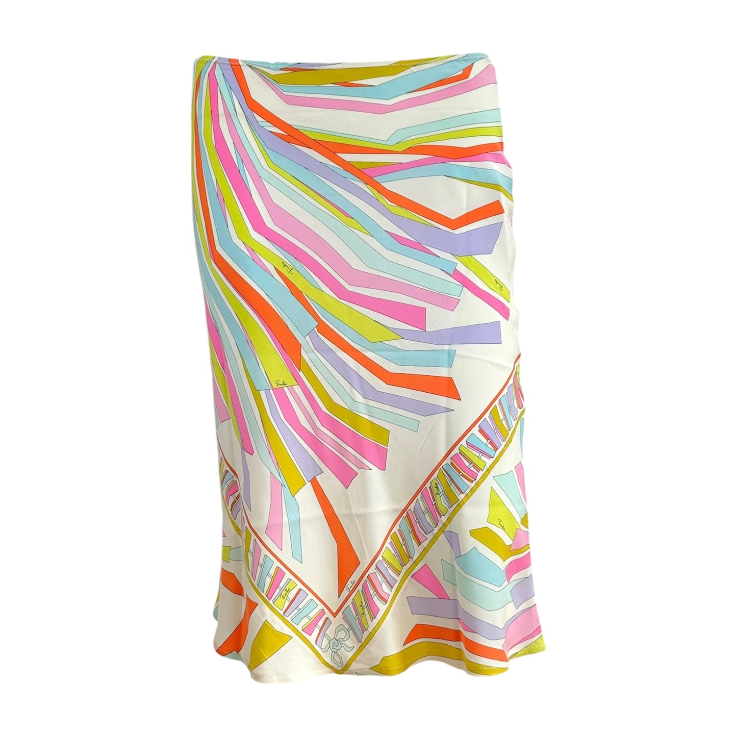 Emilio Pucci Silk Midi Skirt White Pastel Multicolor