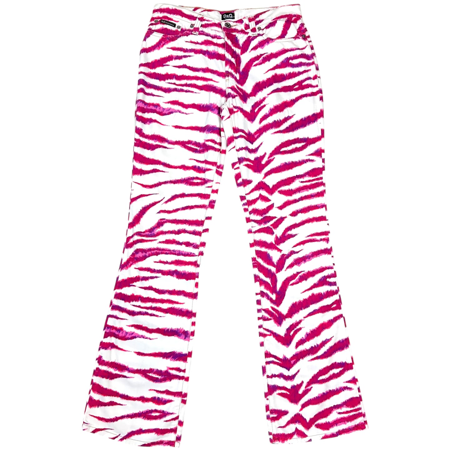D&G Dolce & Gabbana Pink Zebra Printed Flare Jeans - Outfit Repeater