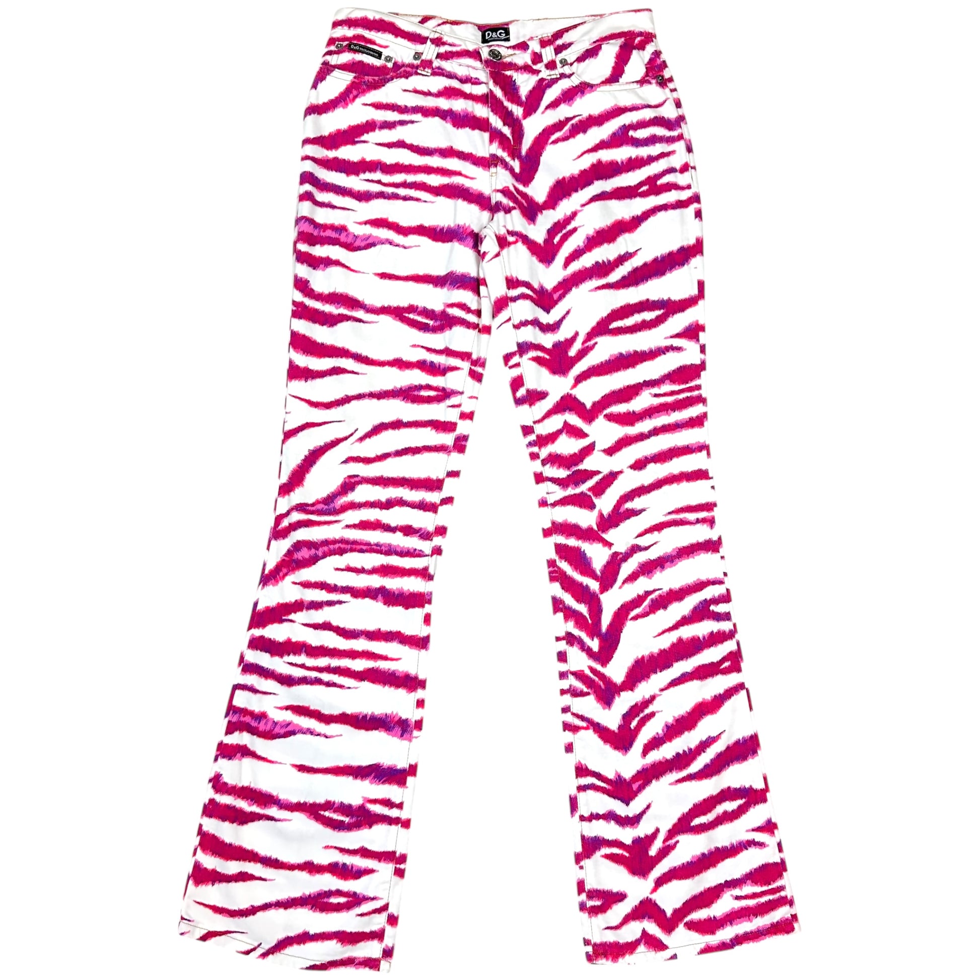 D&G Dolce & Gabbana Pink Zebra Printed Flare Jeans - Outfit Repeater