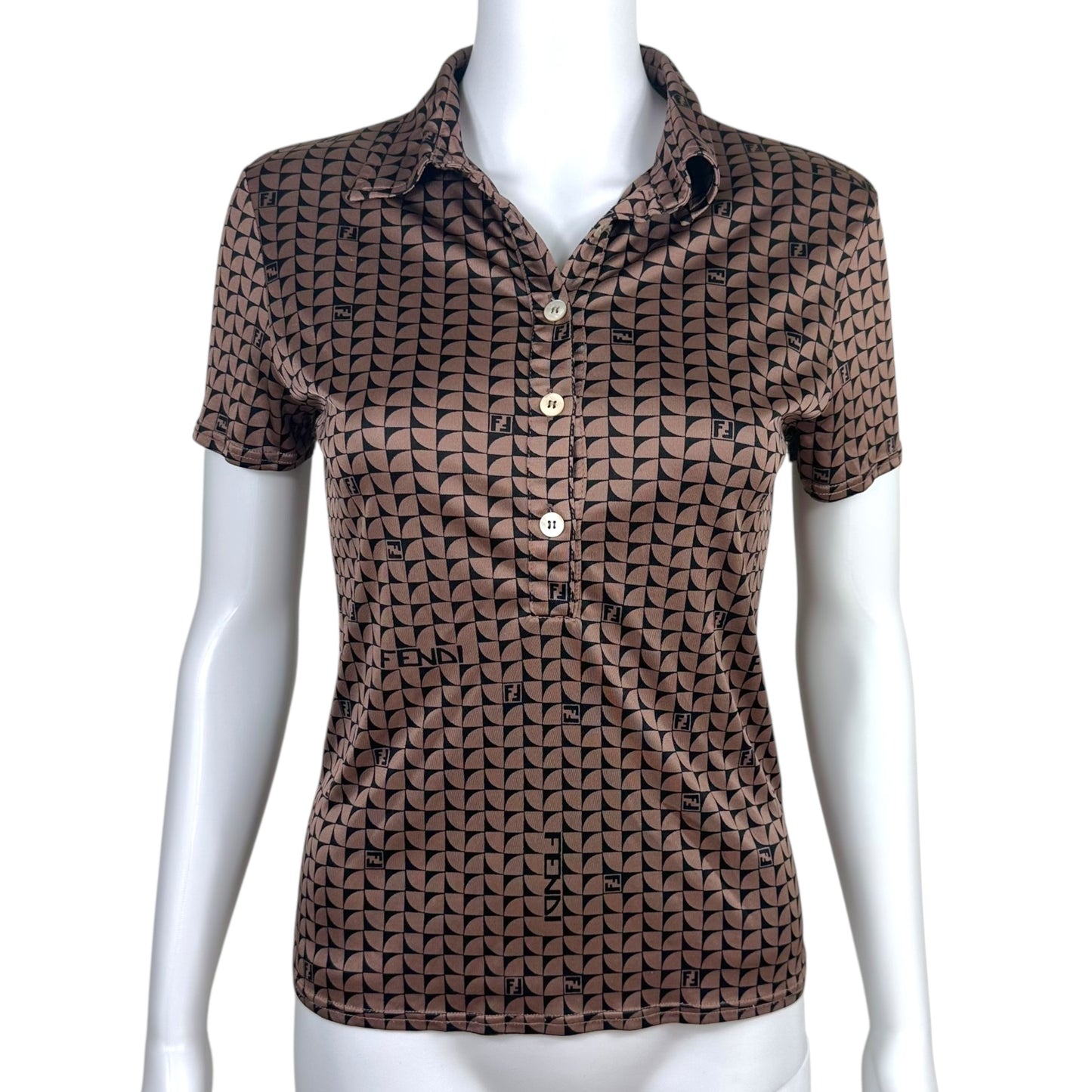 Fendi Brown Monogram Polo Top - Outfit Repeater