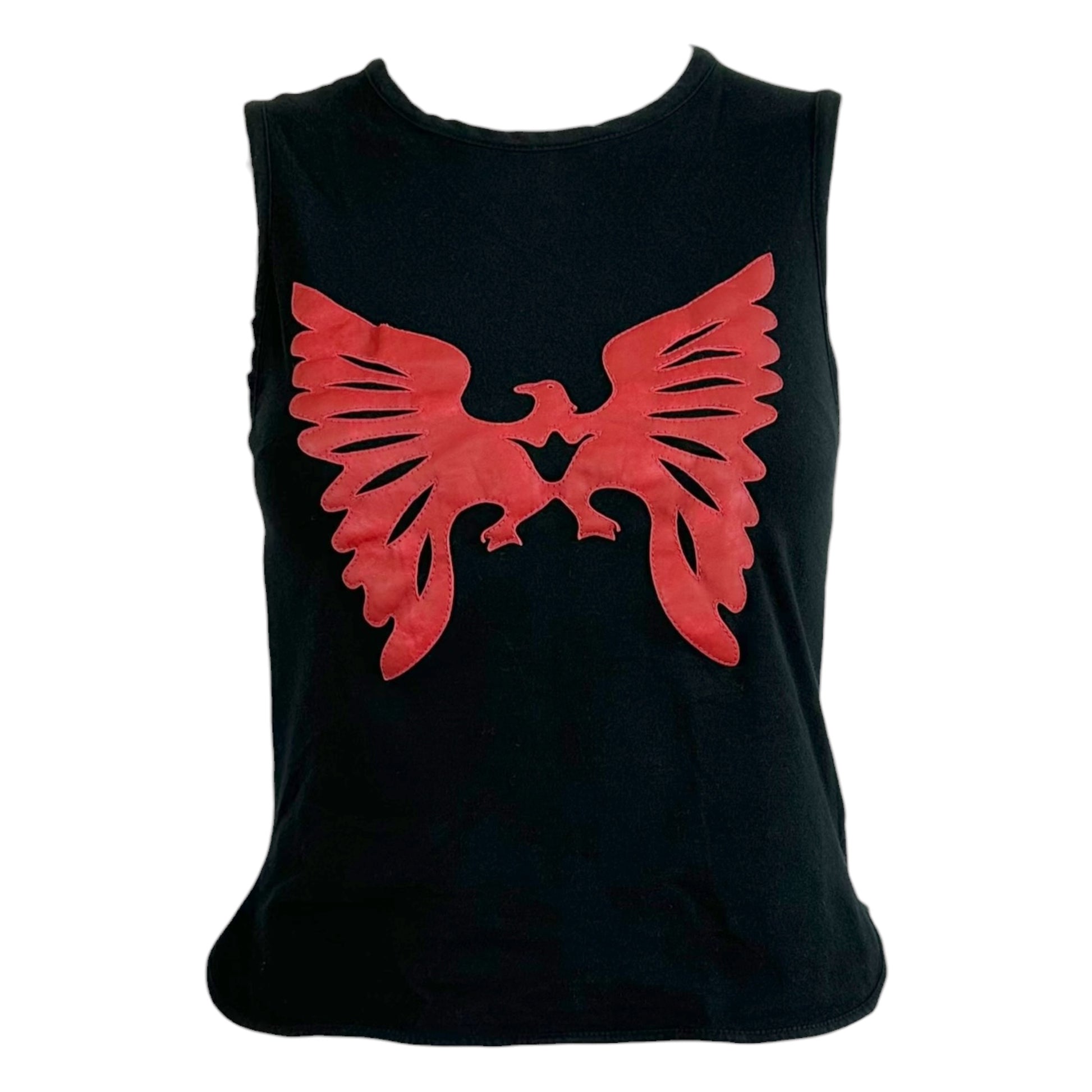 Dolce & Gabbana Black Red Leather Eagle Tank Top