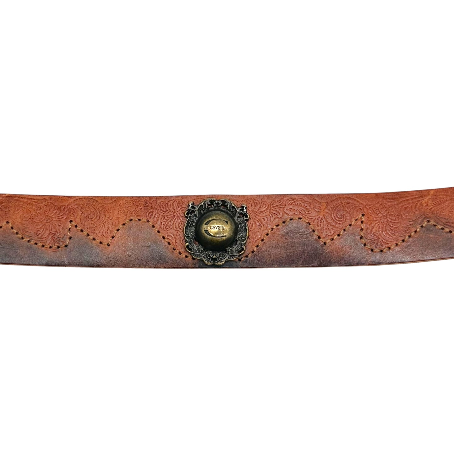 Just Cavalli Roberto Cavalli Brown Leather Logo Belt