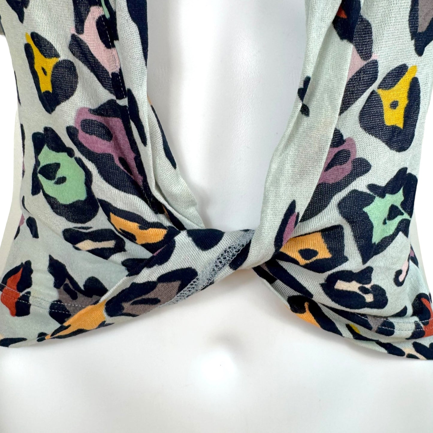 Missoni Twist-Front Top Light Blue Multicolor Leopard