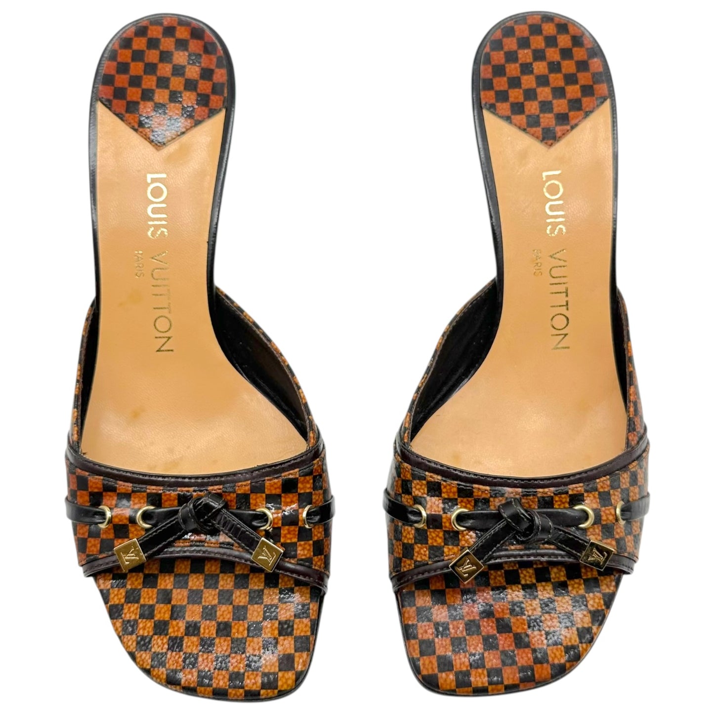 Louis Vuitton Brown Damier Kitten Heel Mules