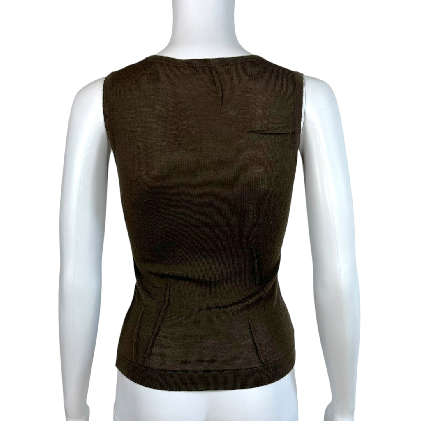 Christian Dior F/W 2006 Khaki Green Logo Embroidered Wool Knit Tank