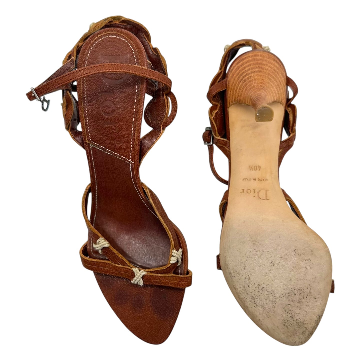 Christian Dior Brown Twine Sandal Heels