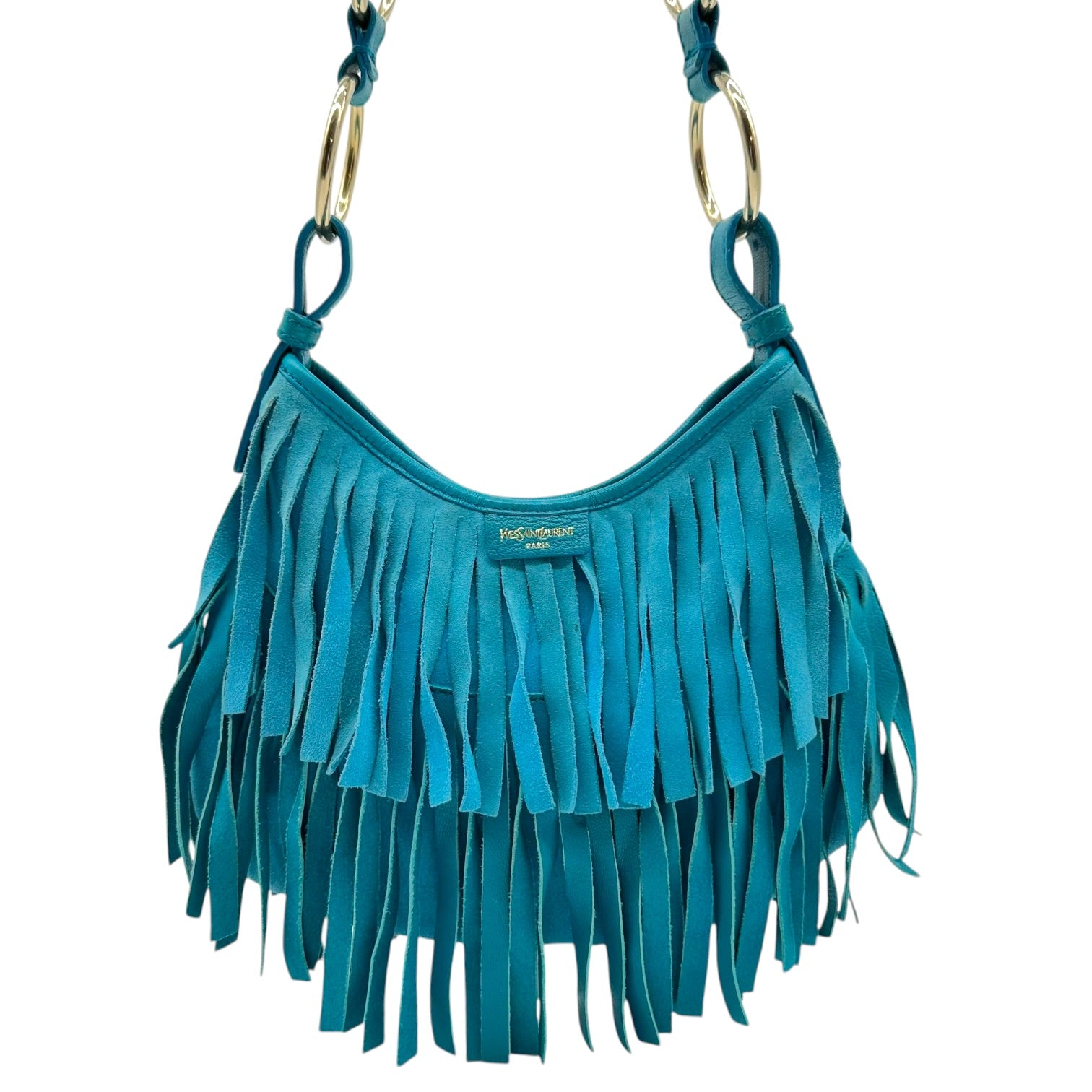 Yves Saint Laurent Turquoise Fringe Mini Bag