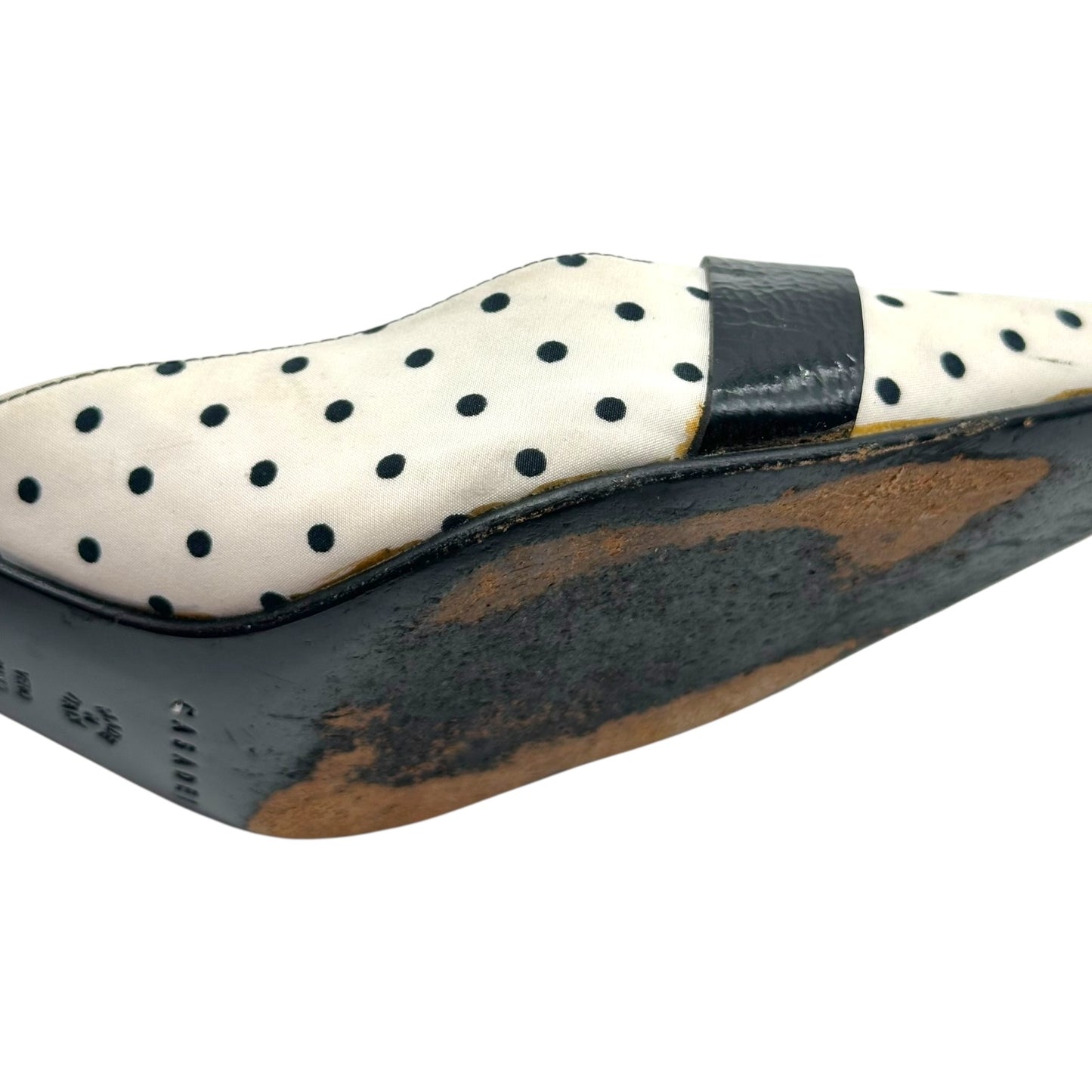 Casadei Black & White Polka Dot Heeled Mules