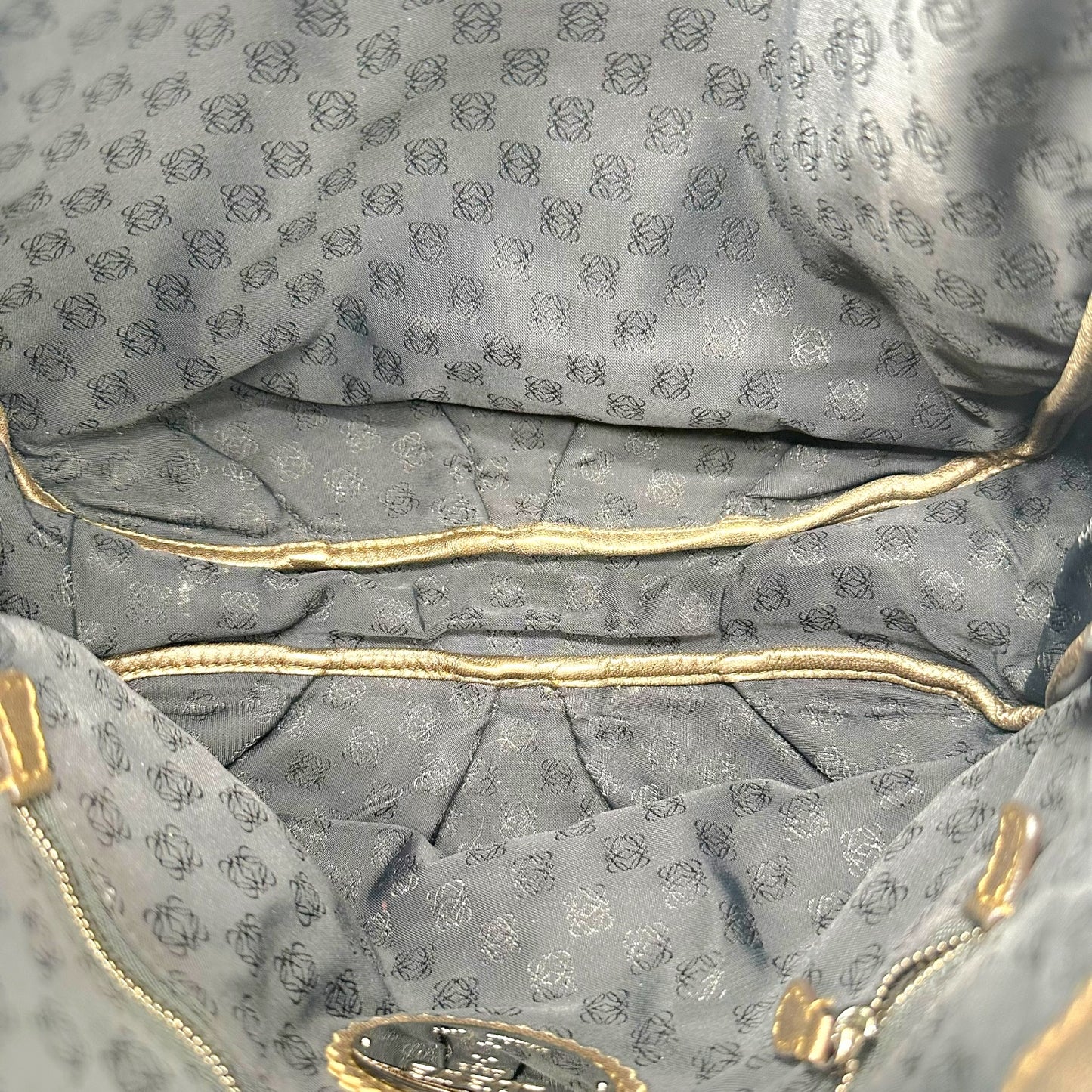 Loewe Brown Metallic Lambskin Bucket Shoulder Bag w/ Fringe Charms