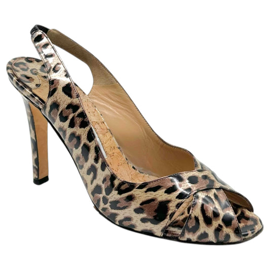 Manolo Blahnik Leopard Patent Leather Slingback Heeled Sandals