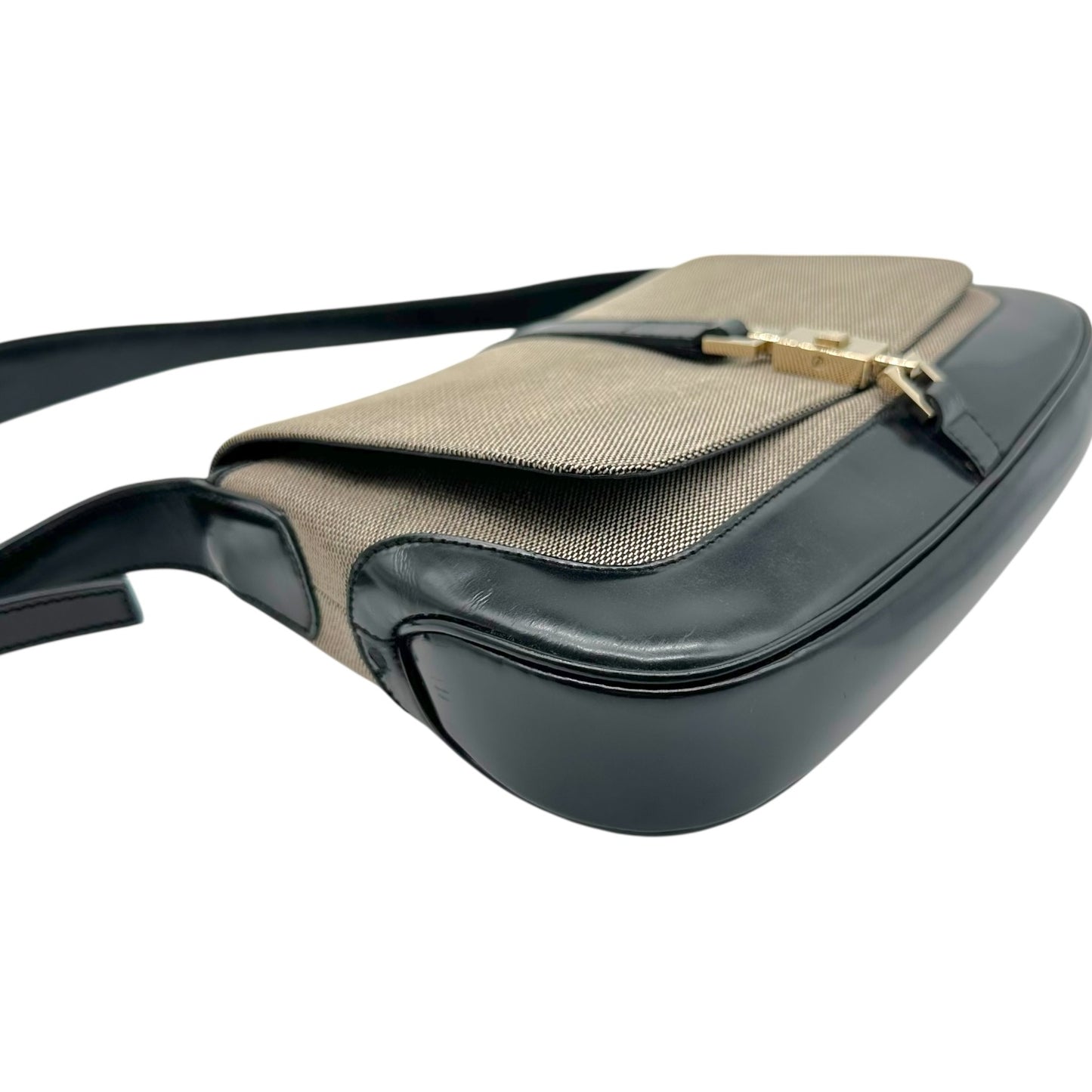 Gucci Gray Canvas & Black Leather Jackie Shoulder Bag