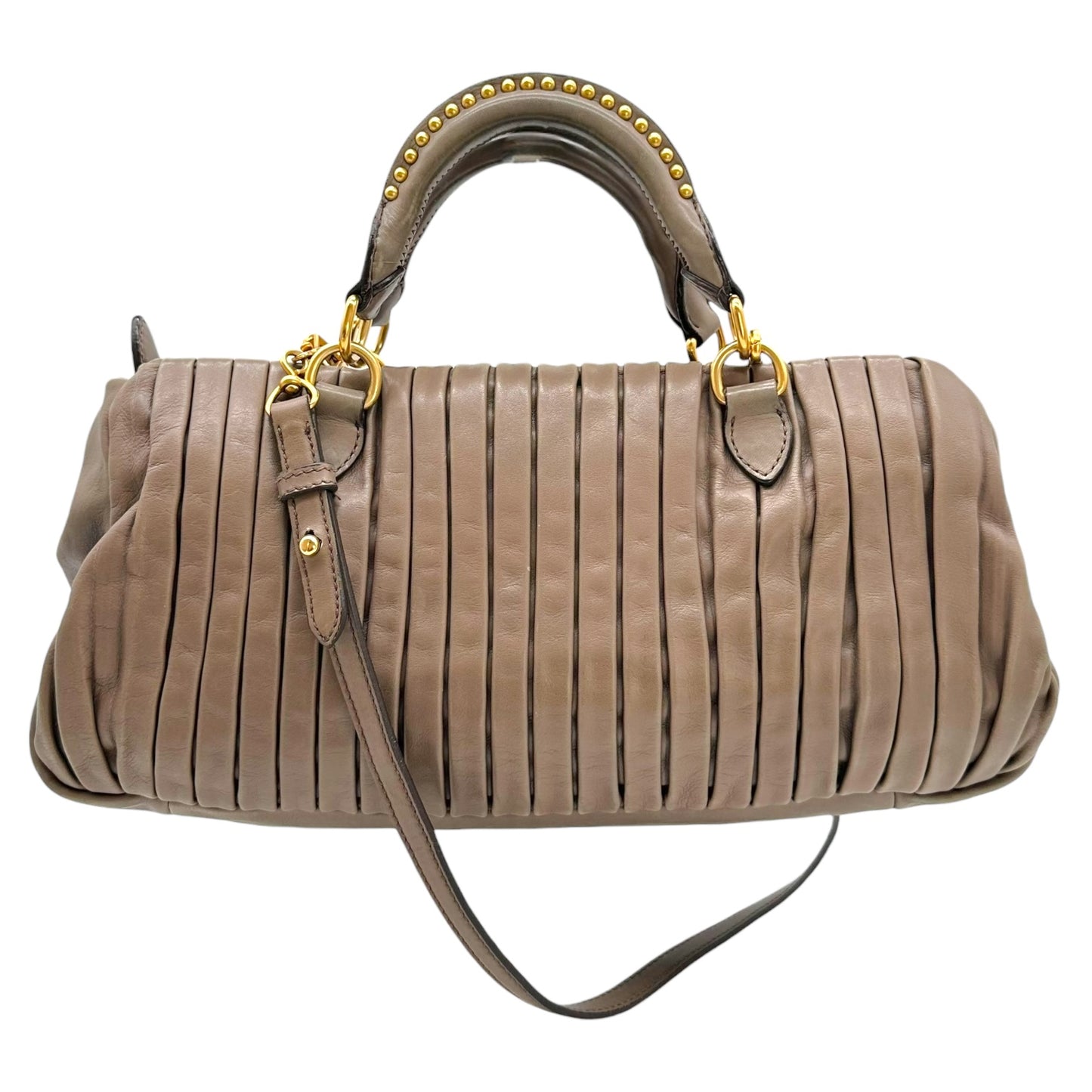 Miu Miu Gray & Gold Quilted East West 2-Way Bowler Bag