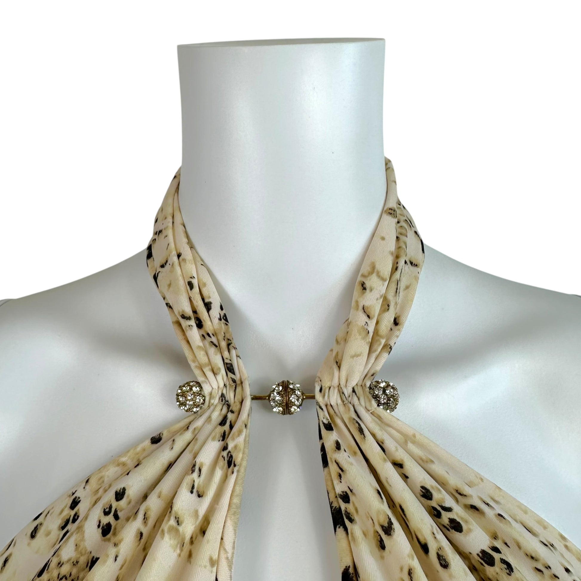 Roberto Cavalli Leopard Print Halter Mini Dress