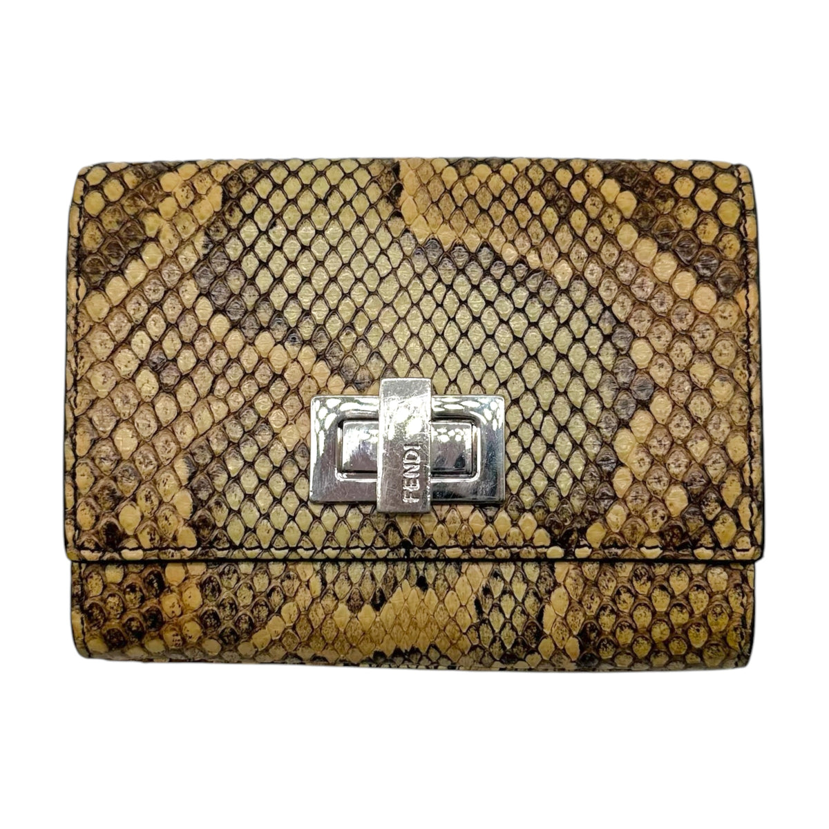 Fendi Tan Python Bi-Fold Turnlock Wallet