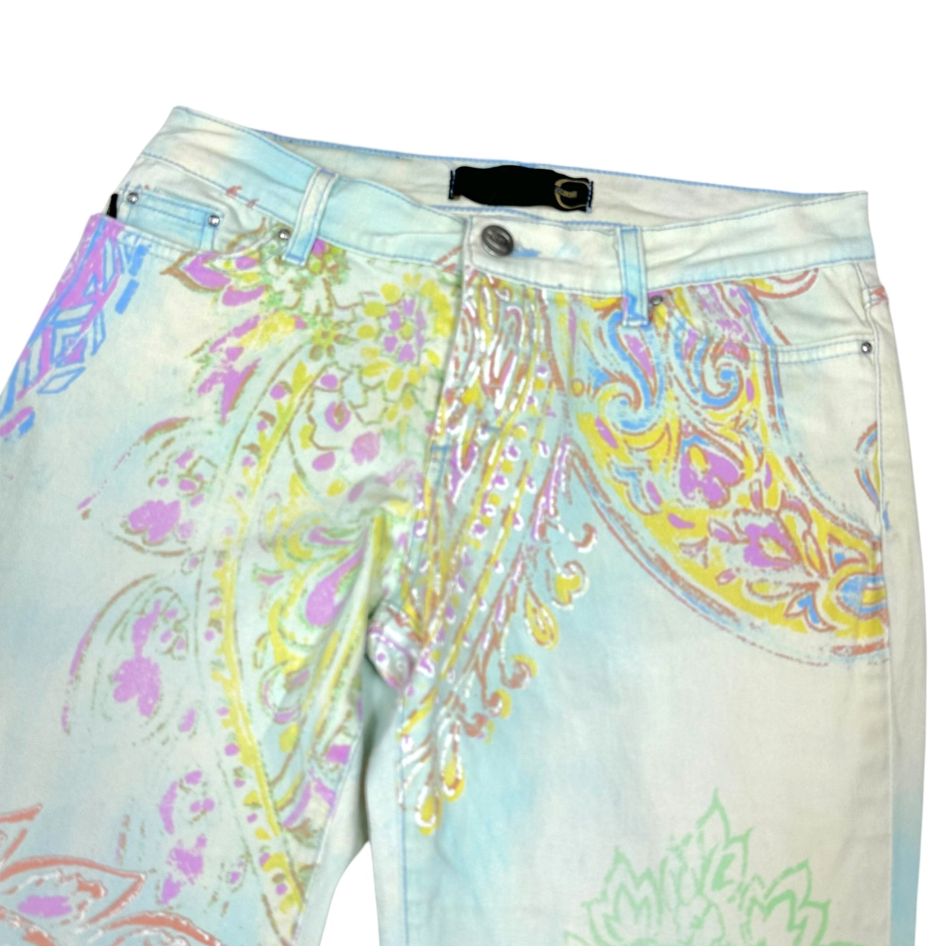 Just Cavalli Roberto Cavalli Multicolor Pastel Paisley Printed Jeans - Outfit Repeater