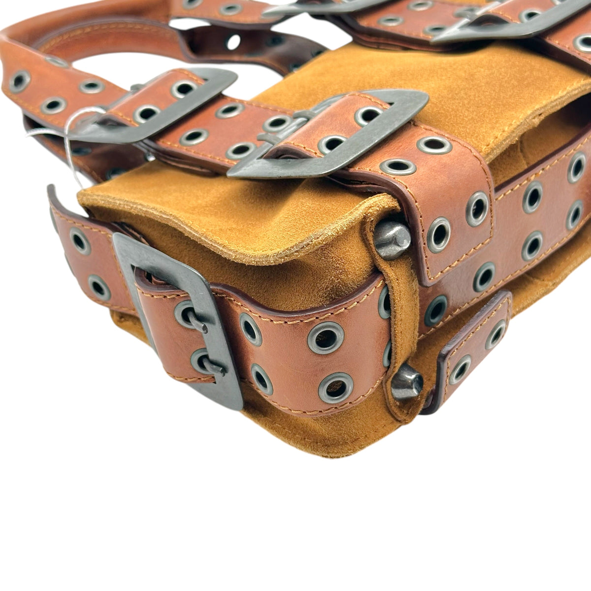 Dsquared2 Brown Suede & Leather Belt Buckle Mini Bag