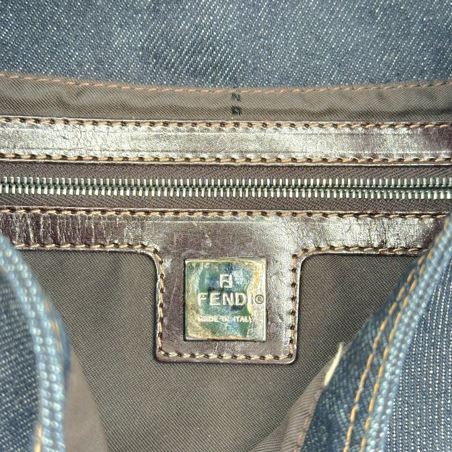 Fendi Dark Wash Denim Baguette Bag