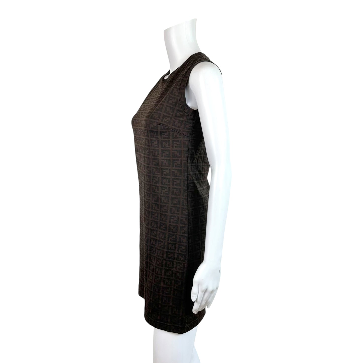 Fendi Mini Dress Brown Black Zucca Monogram Sleeveless