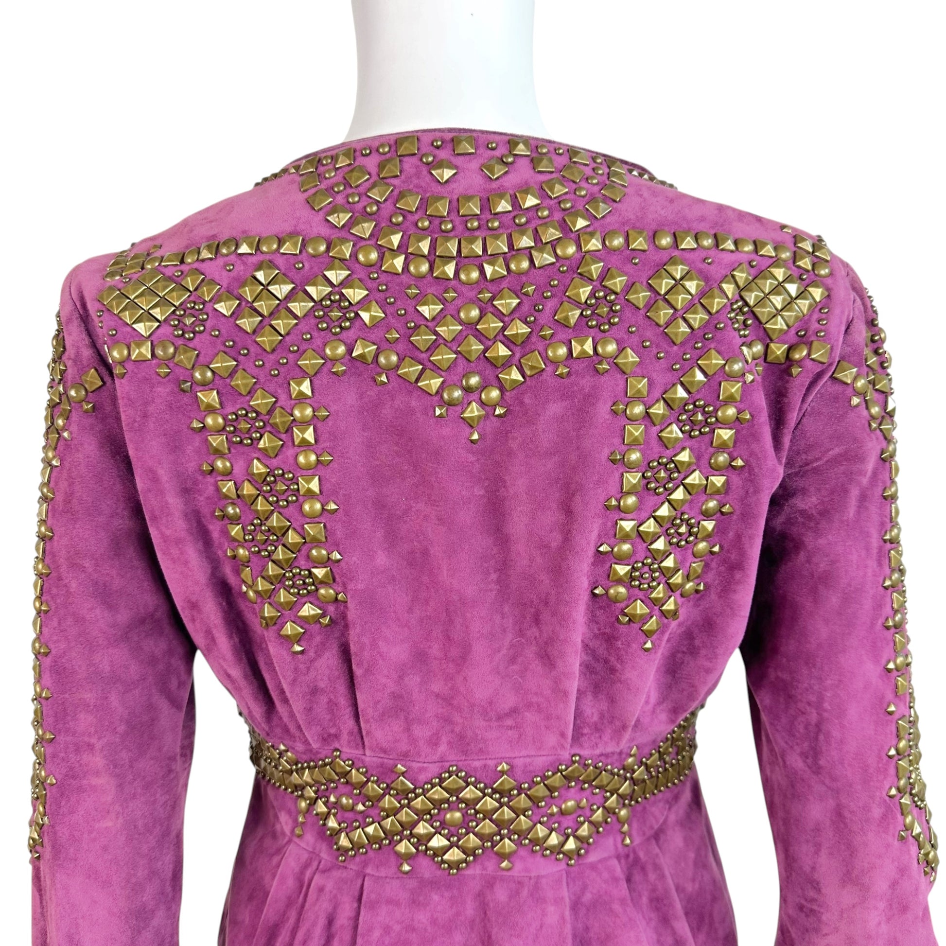 Roberto Cavalli Suede Studded Jacket Purple Gold M