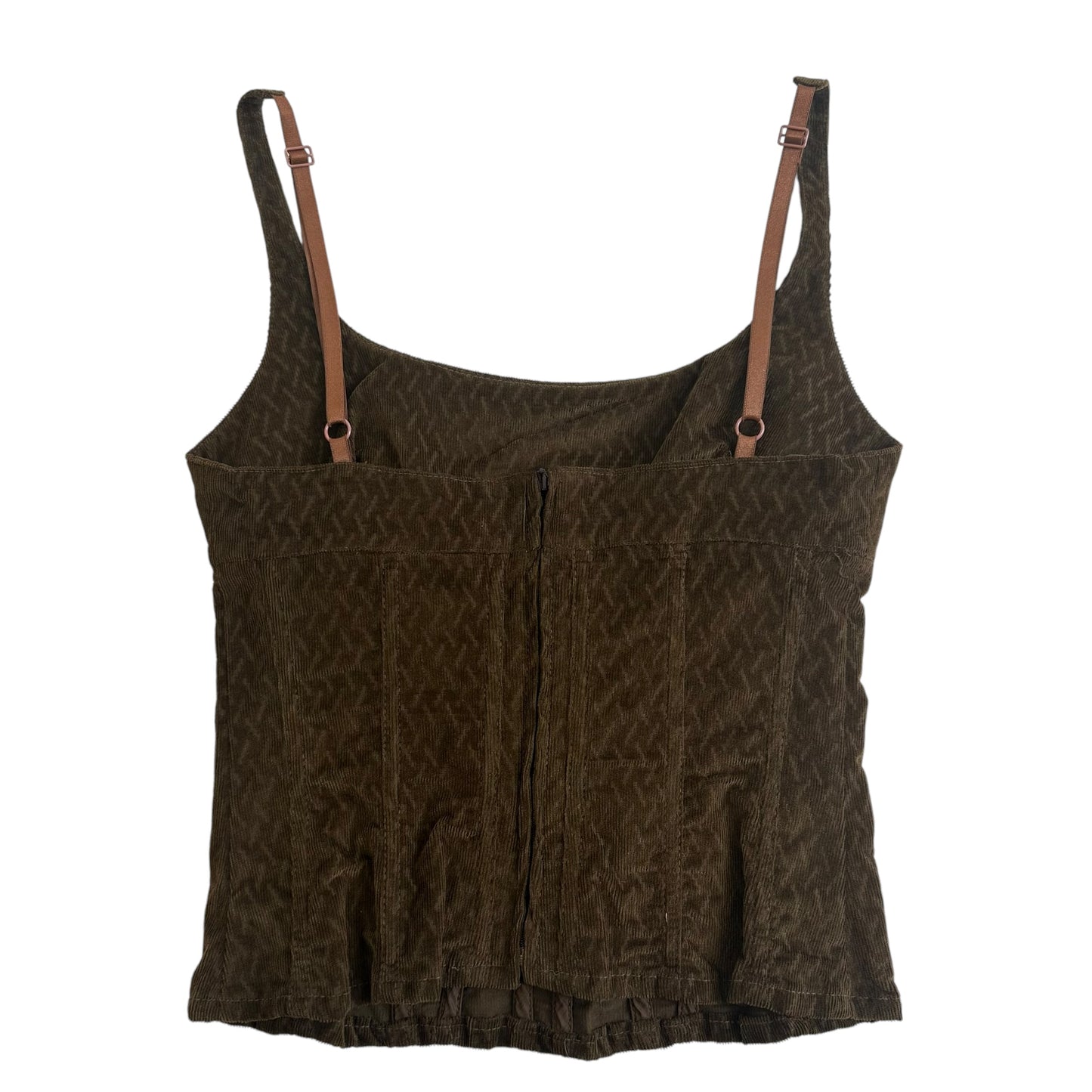 D&G Dolce & Gabbana Brown Corduroy Corset Top - Outfit Repeater