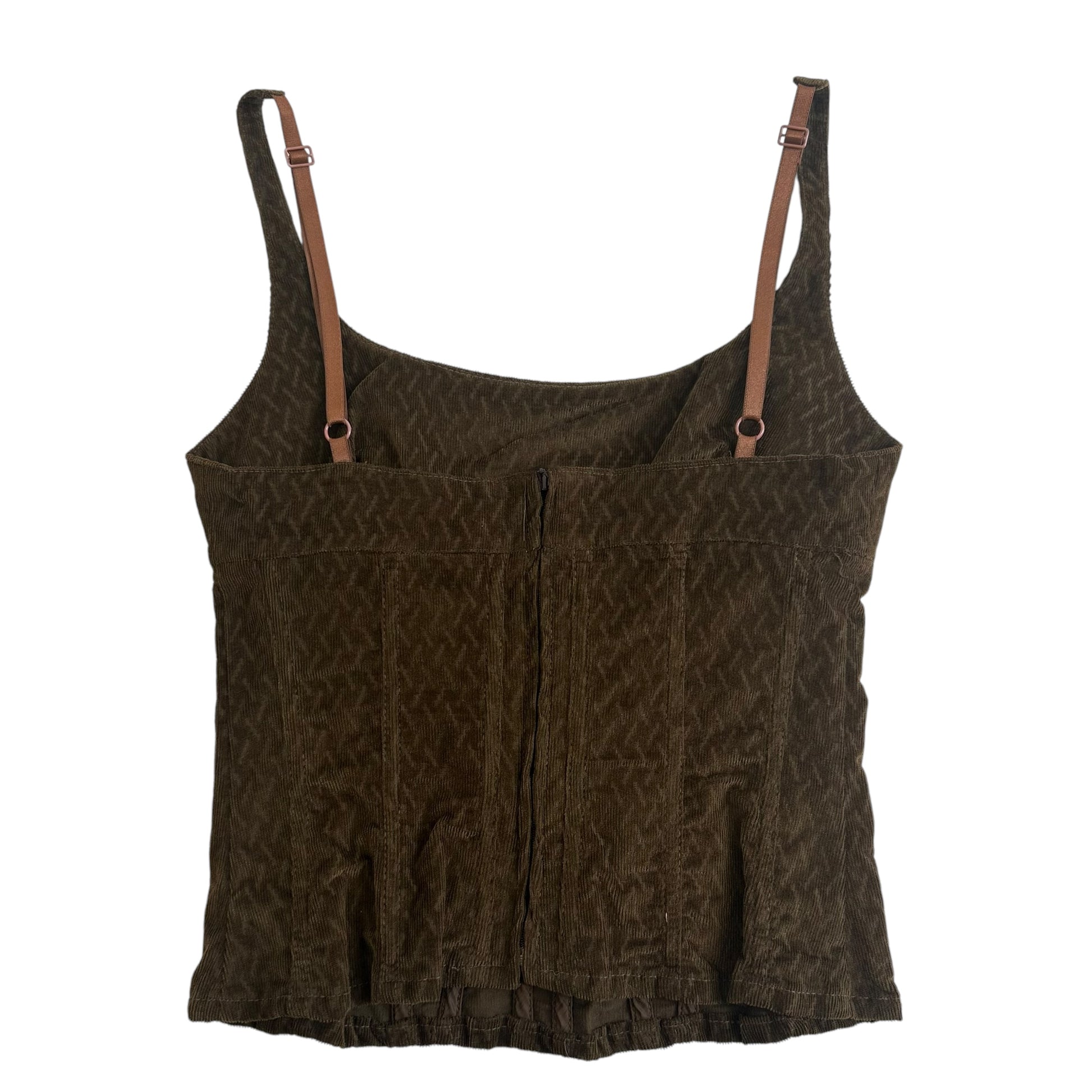 D&G Dolce & Gabbana Brown Corduroy Corset Top - Outfit Repeater