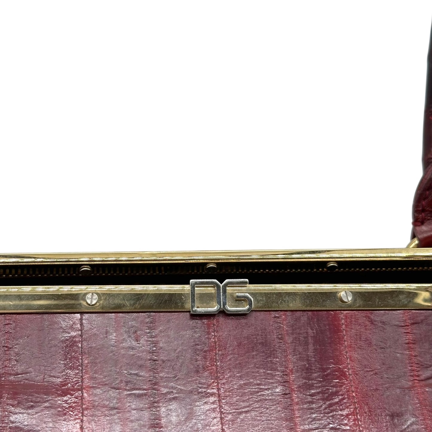 Dolce & Gabbana Burgundy Eel Skin East-West Bowler Bag