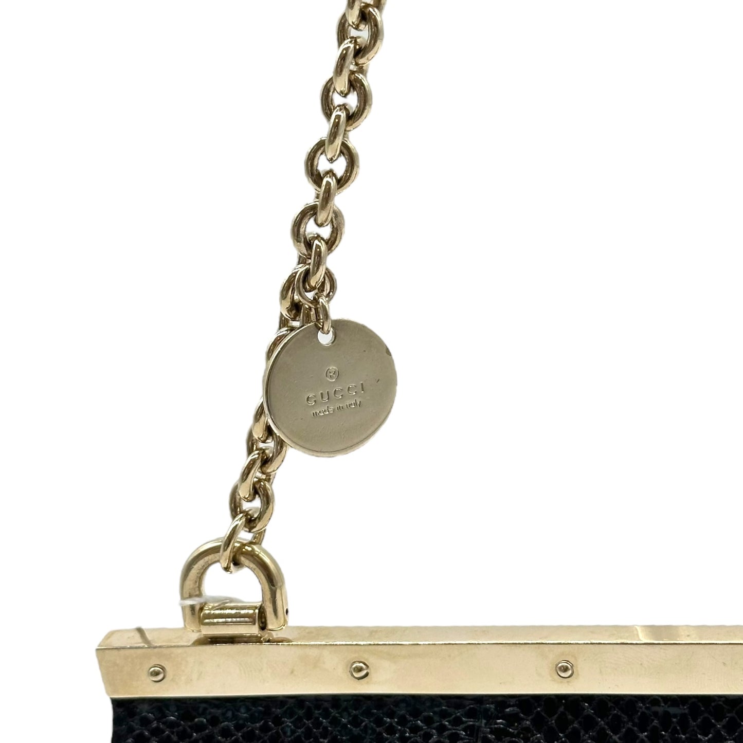 Gucci Black Python & Crystal Logo Mini Bag