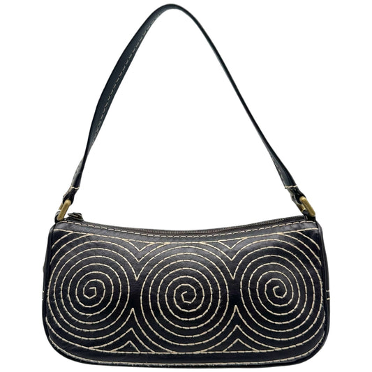 Celine Pochette Bag Brown White Contrast Stitch Embroidery