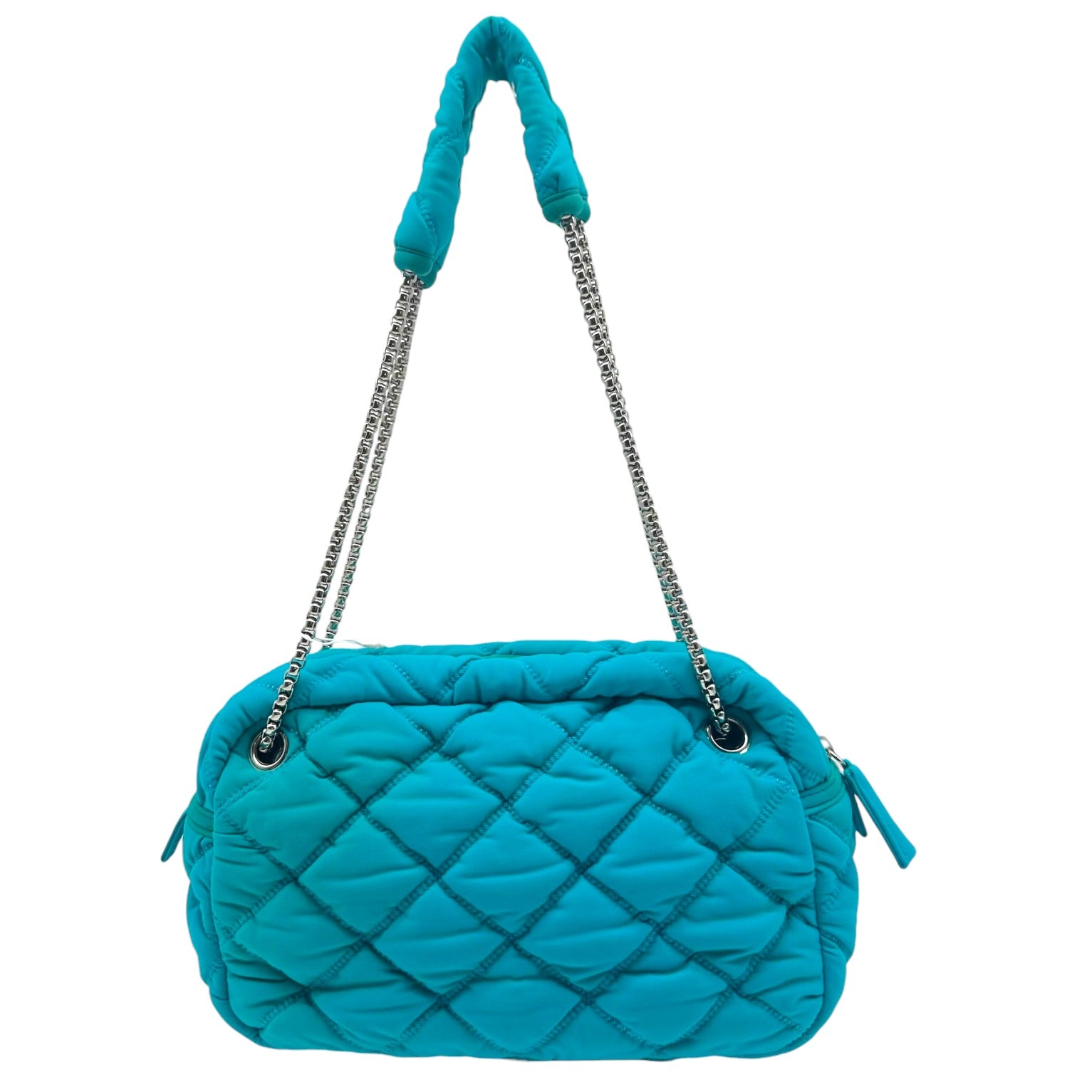 Chanel Shoulder Bag Turquoise Matelasse Bubble Quilt