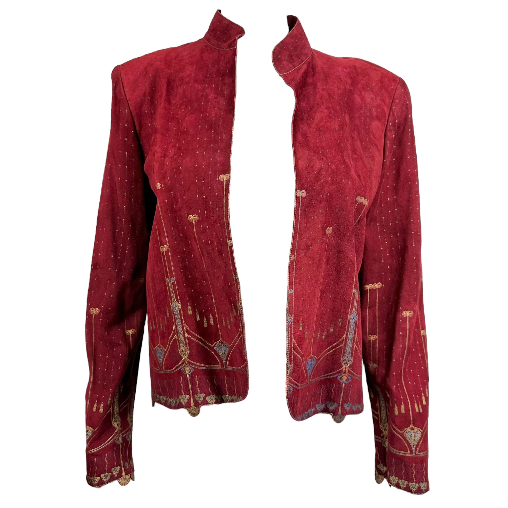 Roberto Cavalli Painted Red Suede Jacket - Outfit Repeater