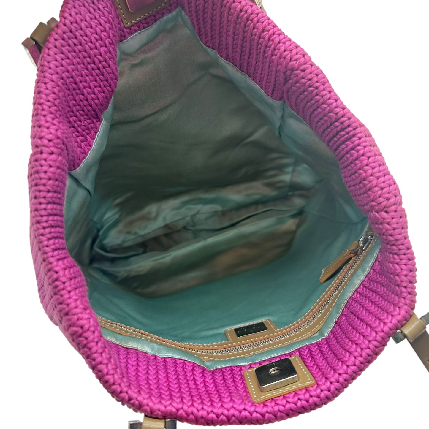 Fendi Hot Pink Knit Mini Tote Bag