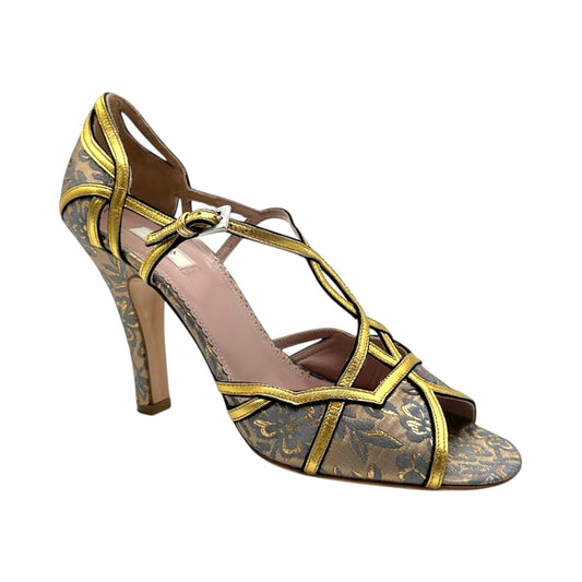 Prada Gold & Blue Jacquard Princess Heels