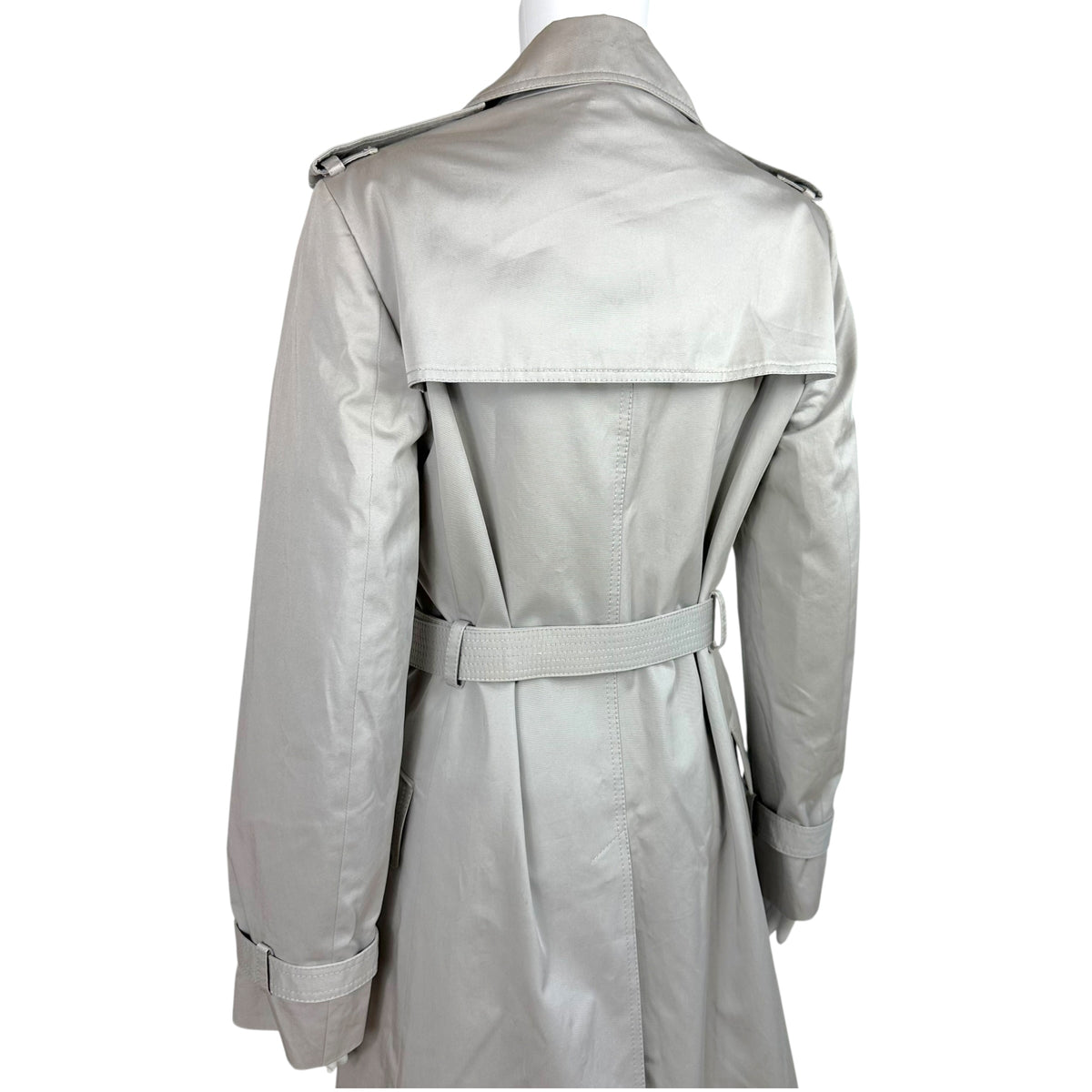 Gucci Light Gray Trench Coat with Gold GG Logo Belt