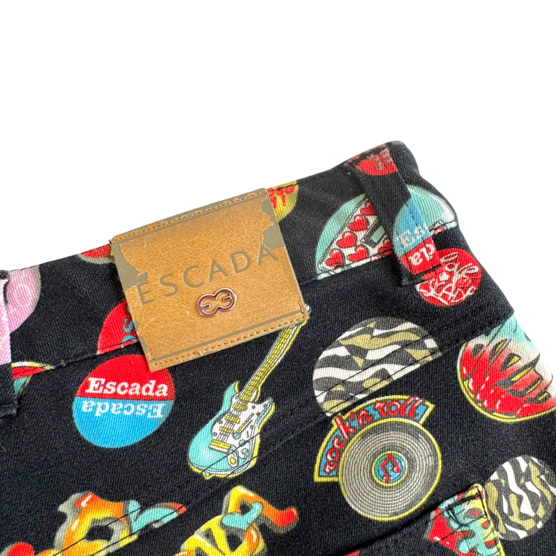 Escada Multicolor Capri Pants Guitar Pin Print Size S