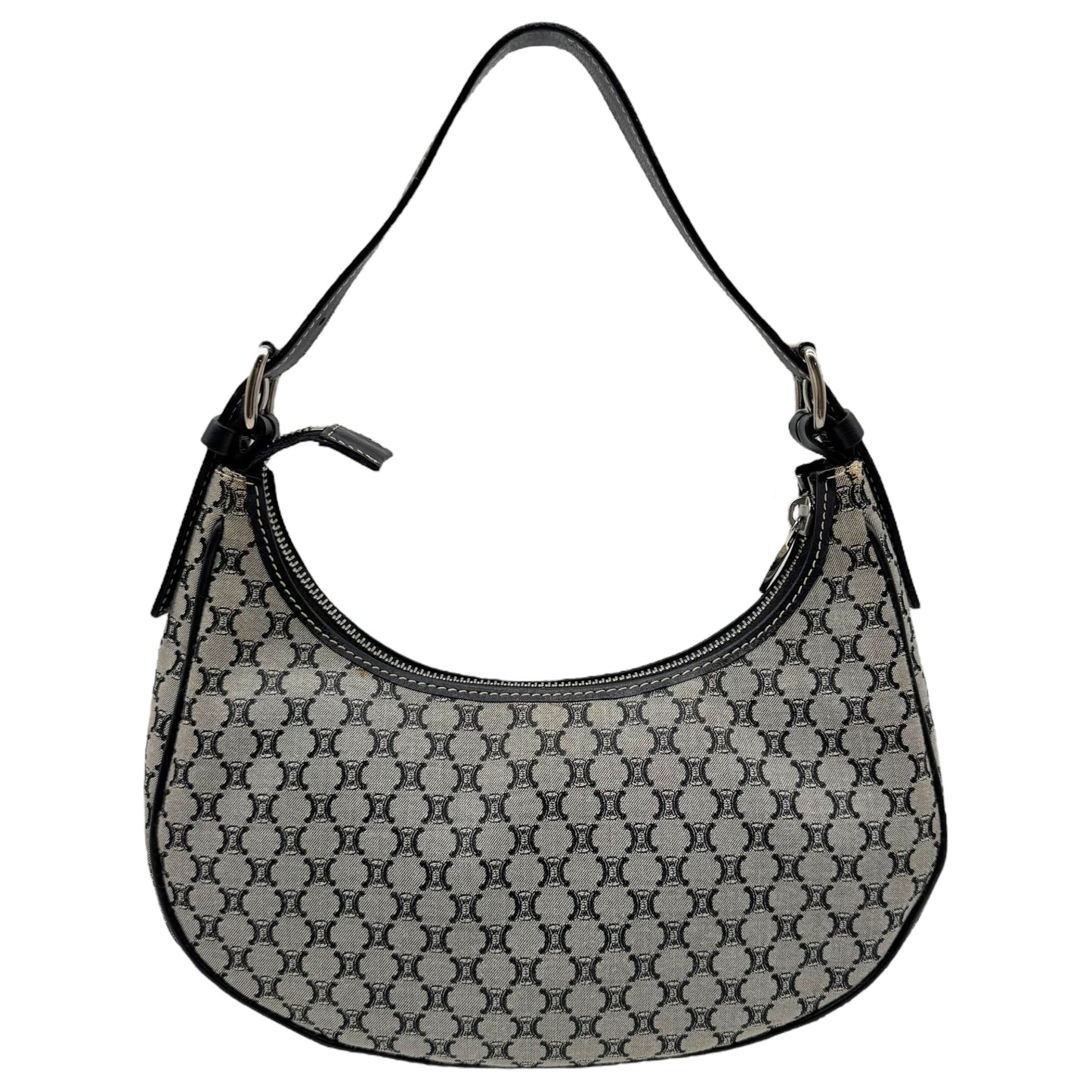 Celine Navy Blue Triomphe Monogram Shoulder Bag