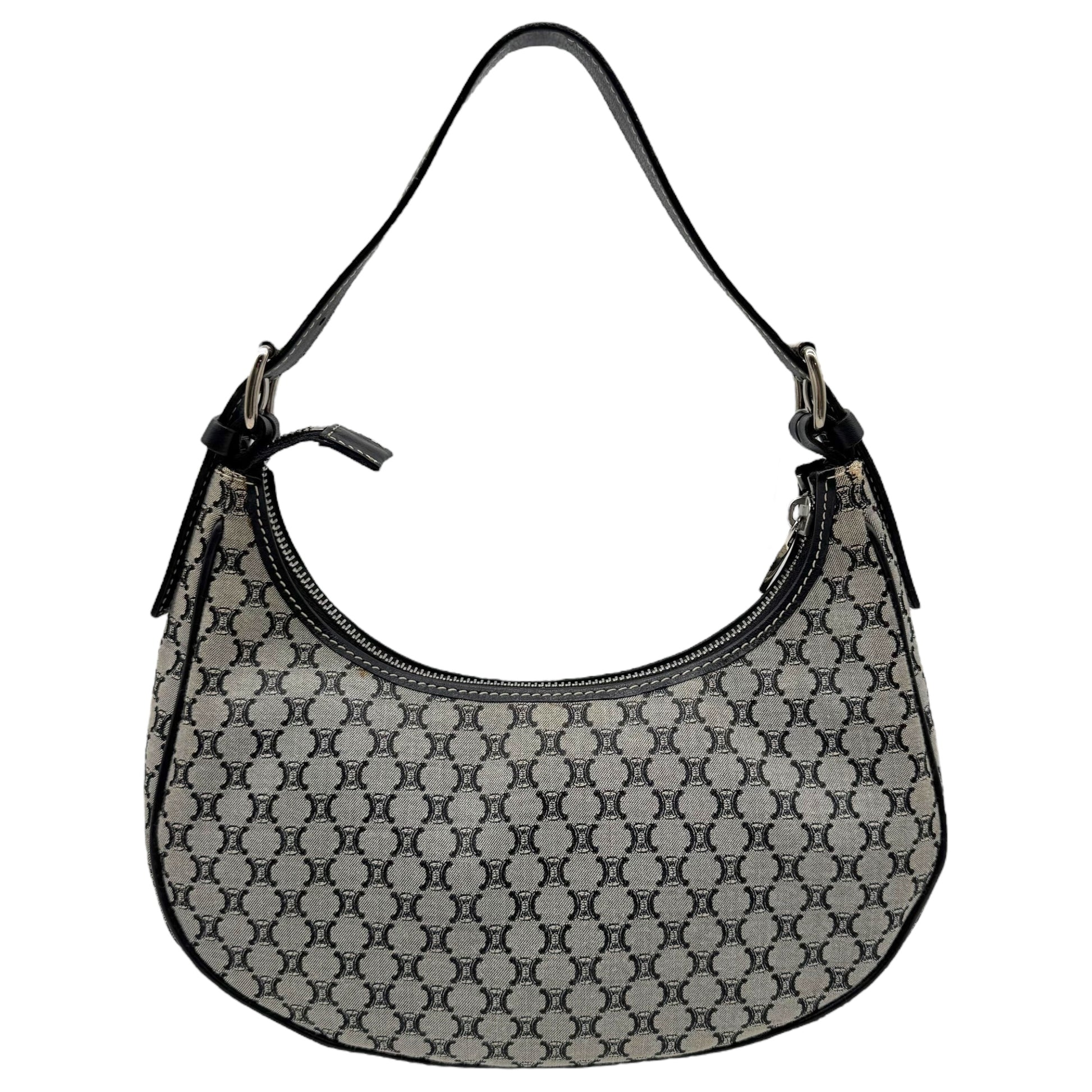 Celine Navy Blue Triomphe Monogram Shoulder Bag