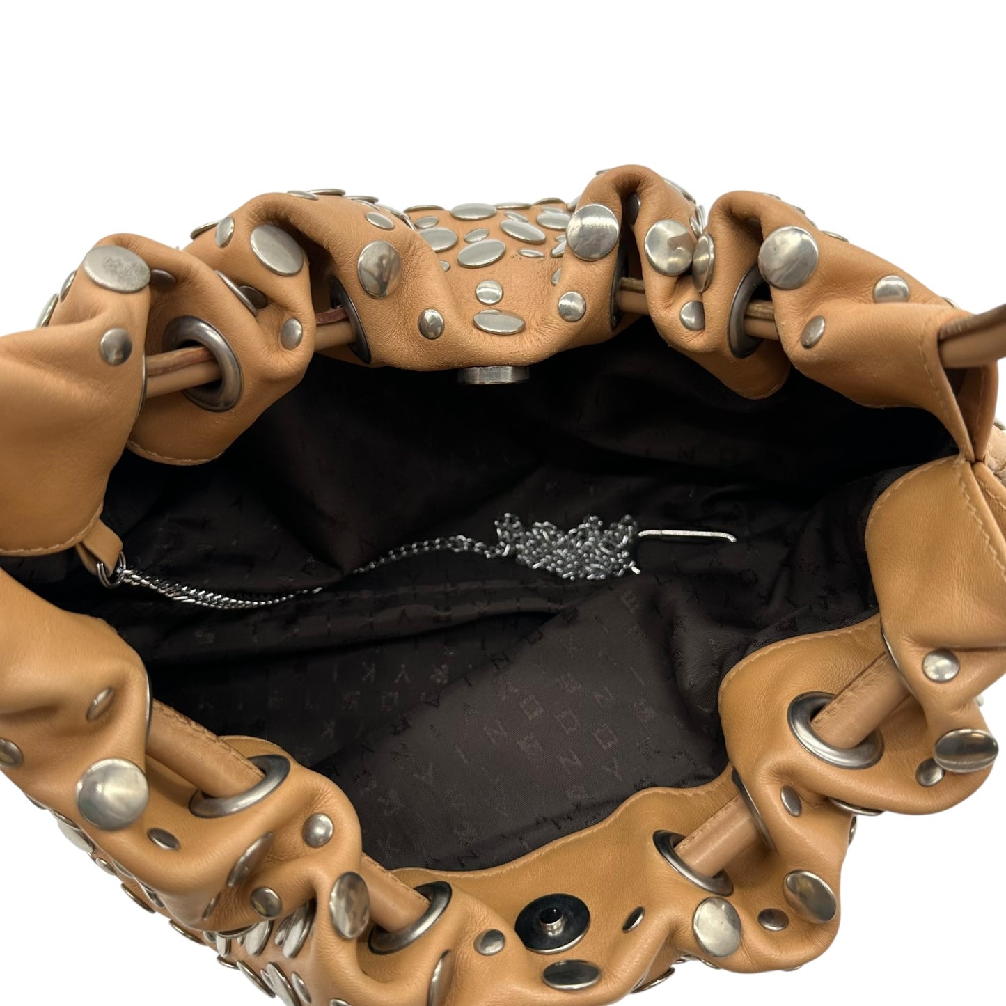 Sonia Rykiel Silver & Tan Studded Domino Bag