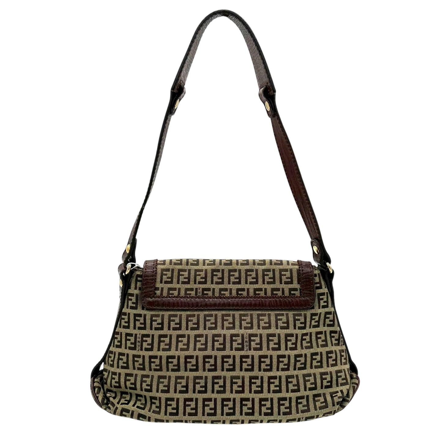 Fendi Brown & Tan Zucchino Monogram Logo Charm Shoulder Bag - Outfit Repeater