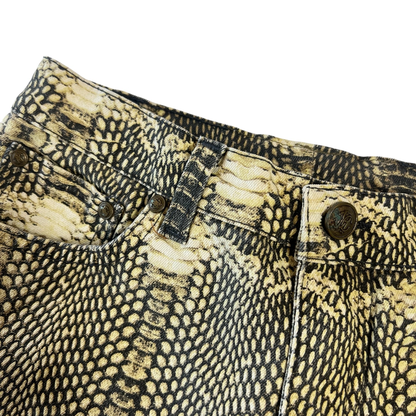 Roberto Cavalli 2005 Gray Snakeskin Printed Jeans