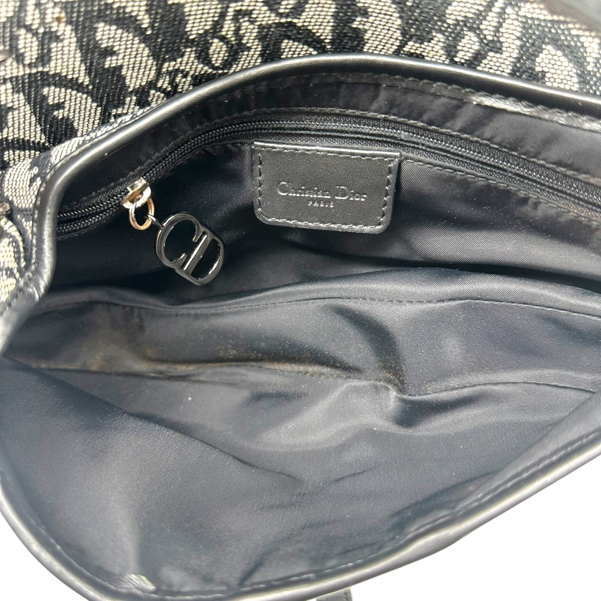 Christian Dior Black Trotter Monogram Saddle Bag
